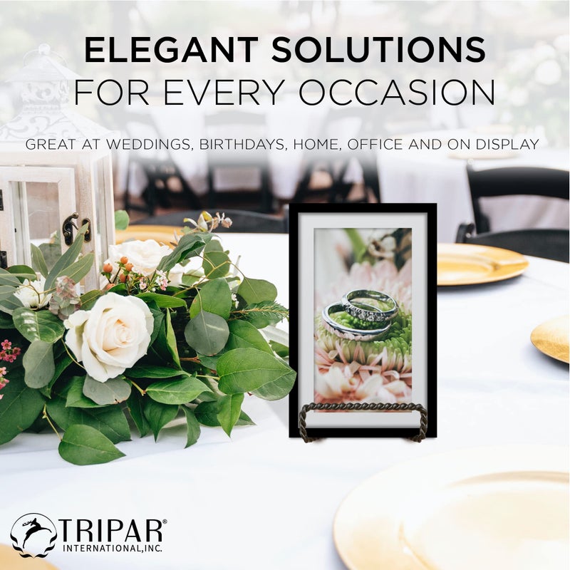 Tripar Decorative Twisted Wire Stand  Black Display (4 Inch Depth) - Tabletop Display - Handcrafted Square Edge Design for Sleek & Modern Look - Perfect for Kitchen Cookbooks  Plates  Photos & More - Image 4